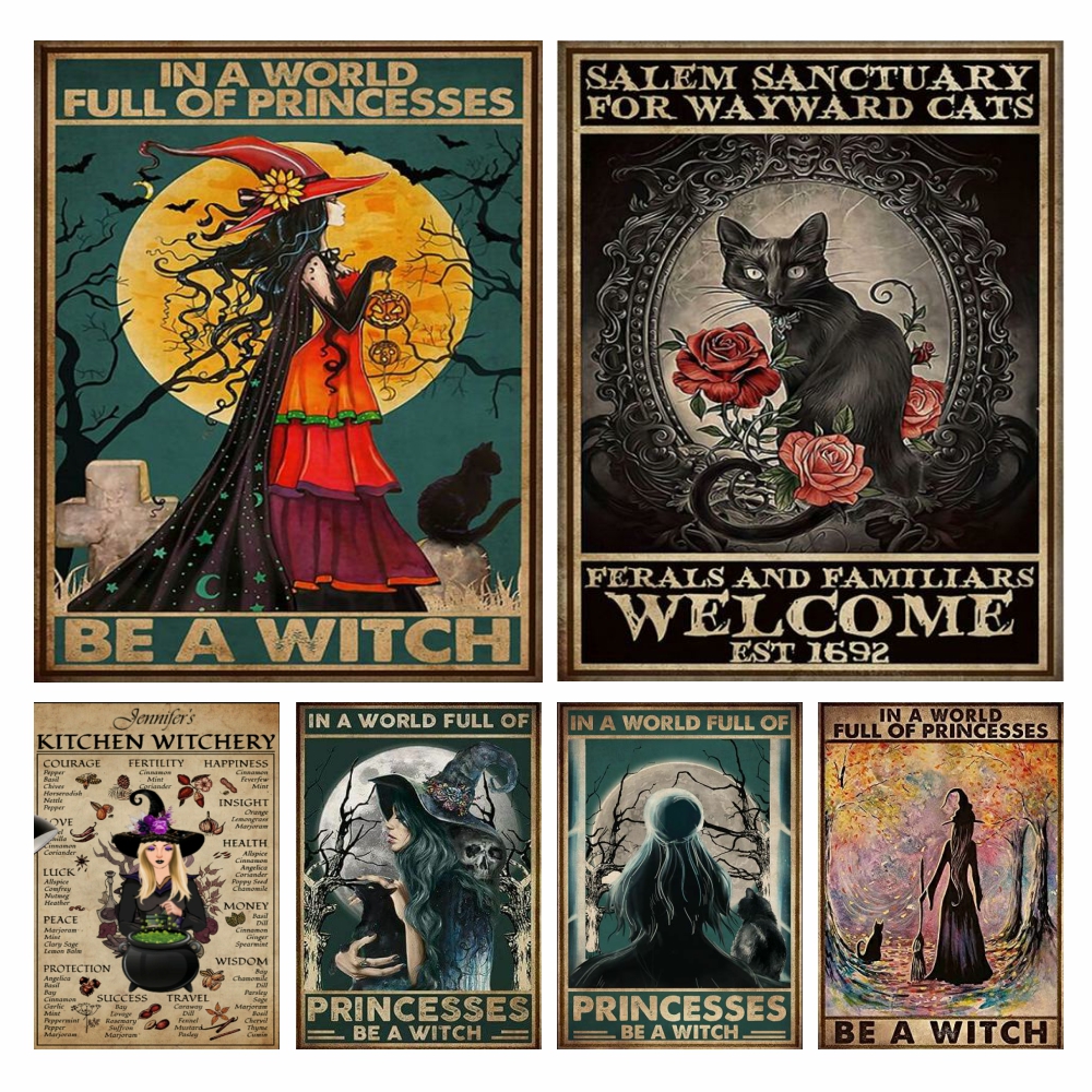 Wallpaper Art And Craft - Witch And Cats 5D Diy Diamond