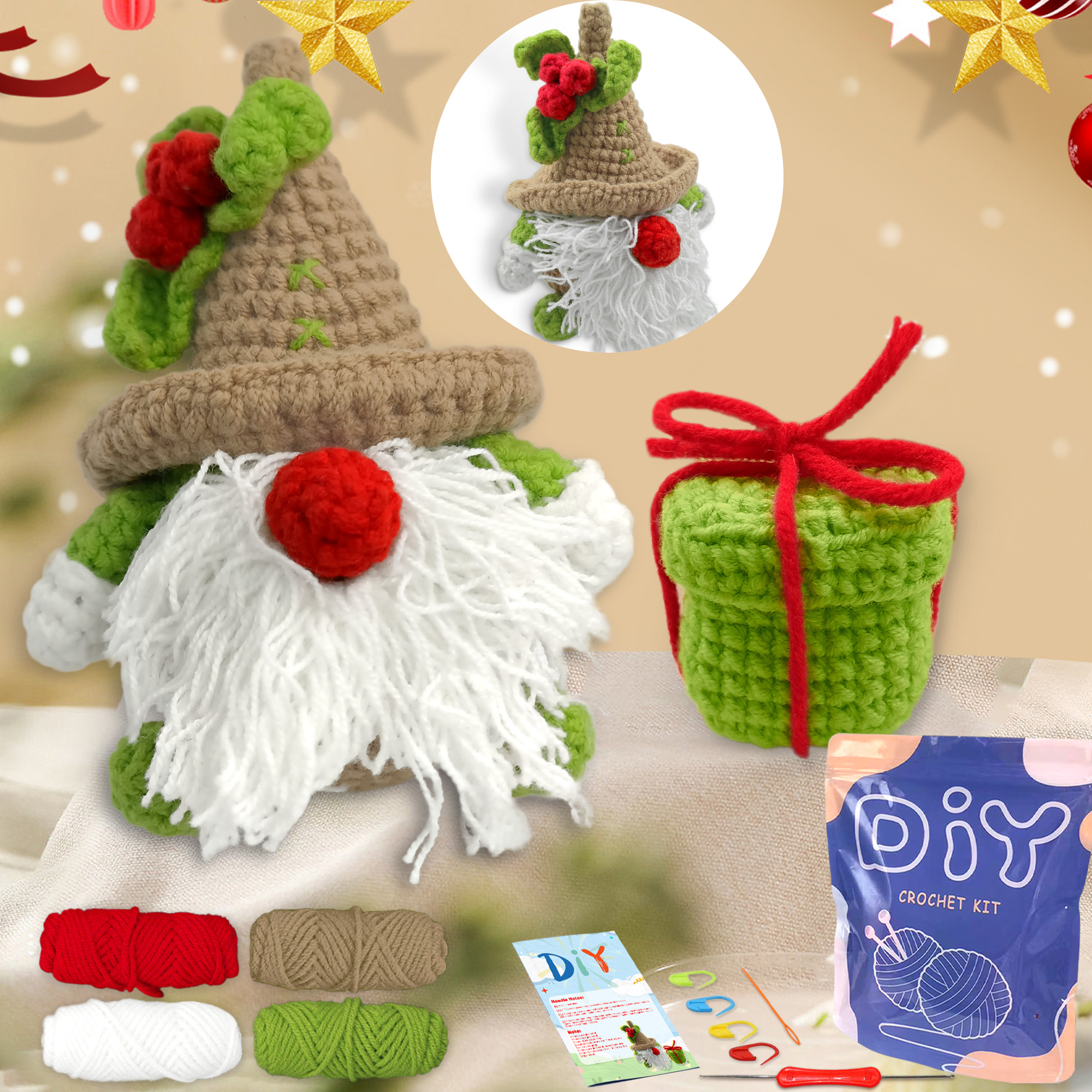 Art Craft Yarn - YAMAXIN 2PC Christmas Themed Crochet Kit