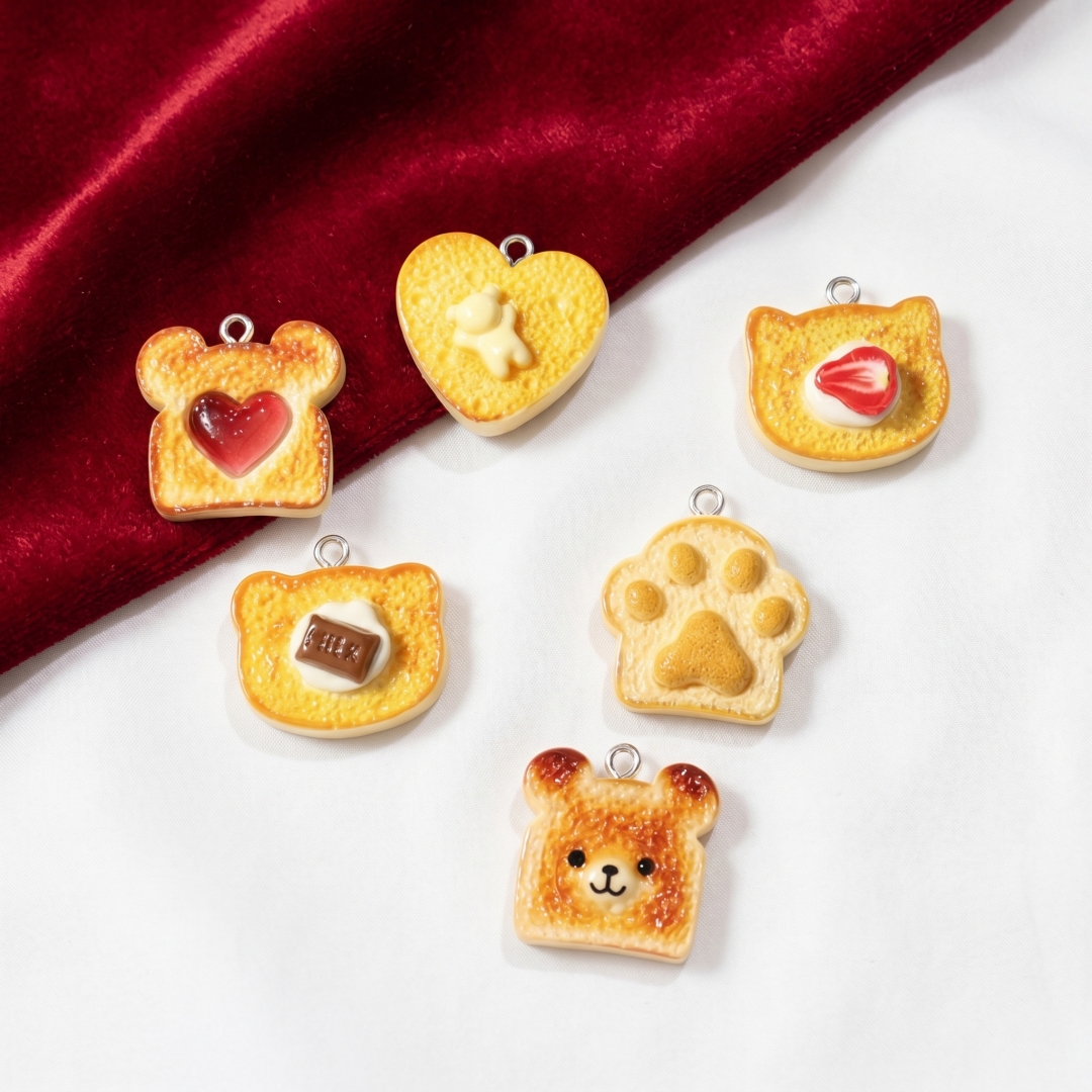 Art Craft Decoration - 10pcs Resin Plastic Bread Pendants Charms