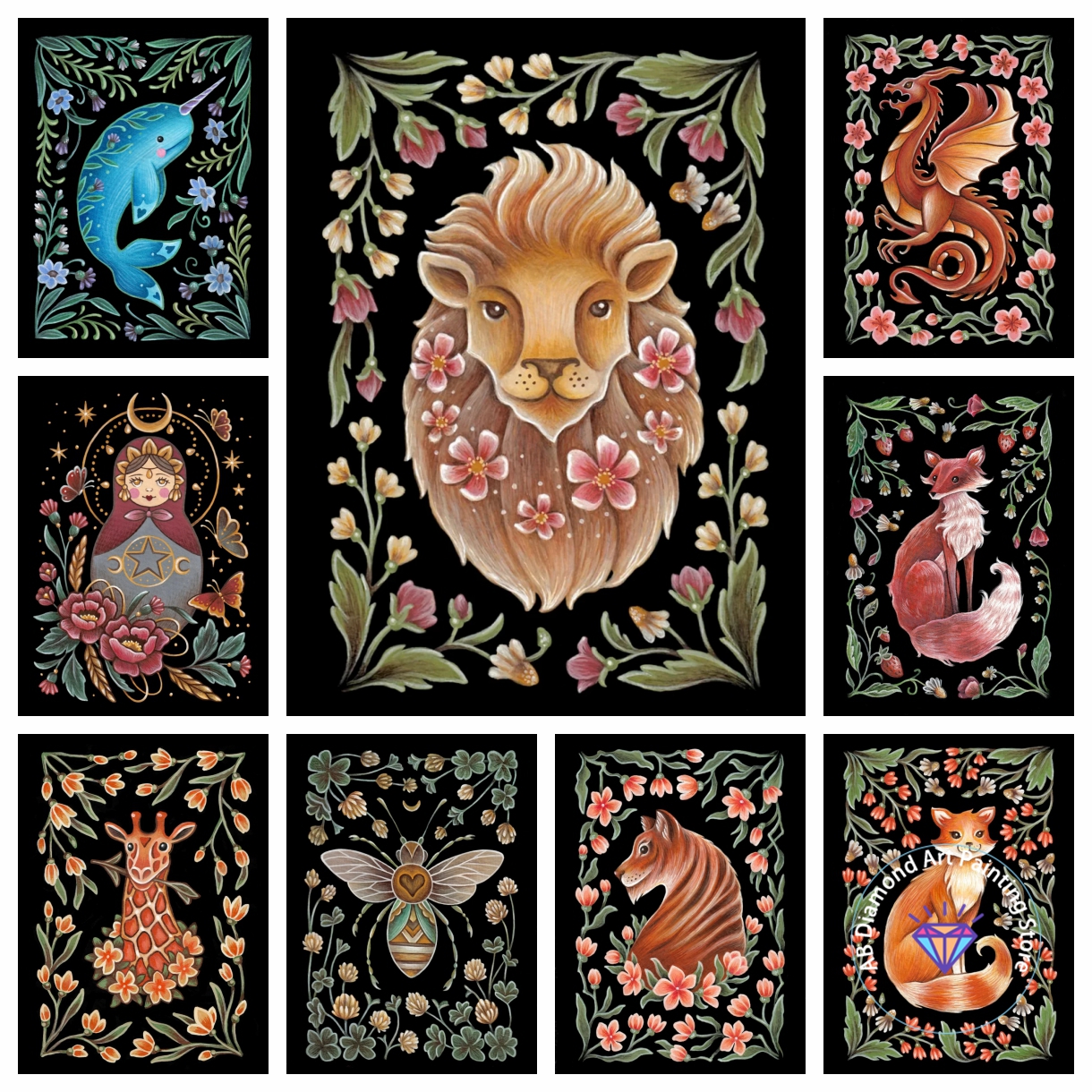 Art Craft Lion - Vintage Bat Owl Goat Hedgehog Lion