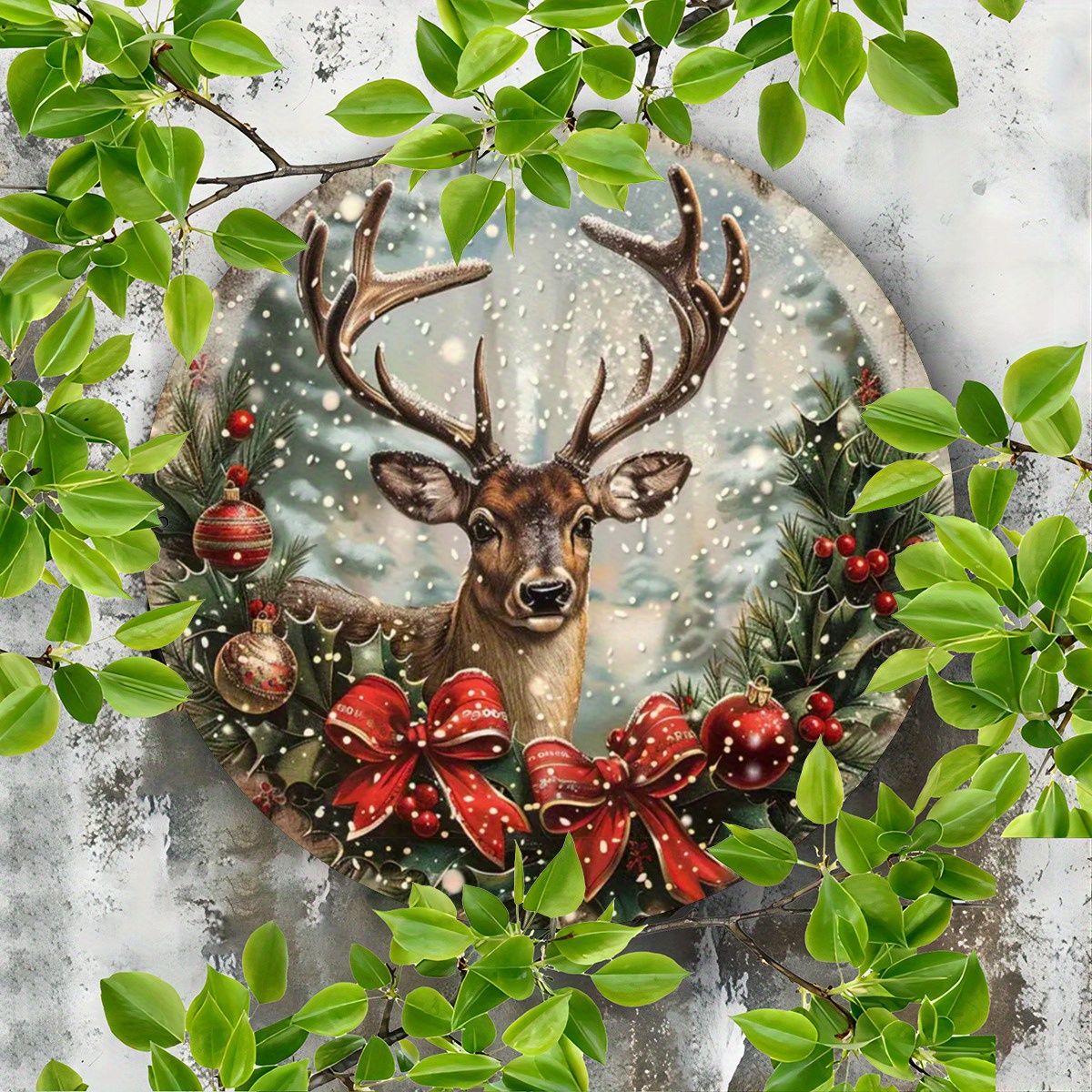 Art Craft Cafe - Vintage Christmas Reindeer Aluminum Wall Art,