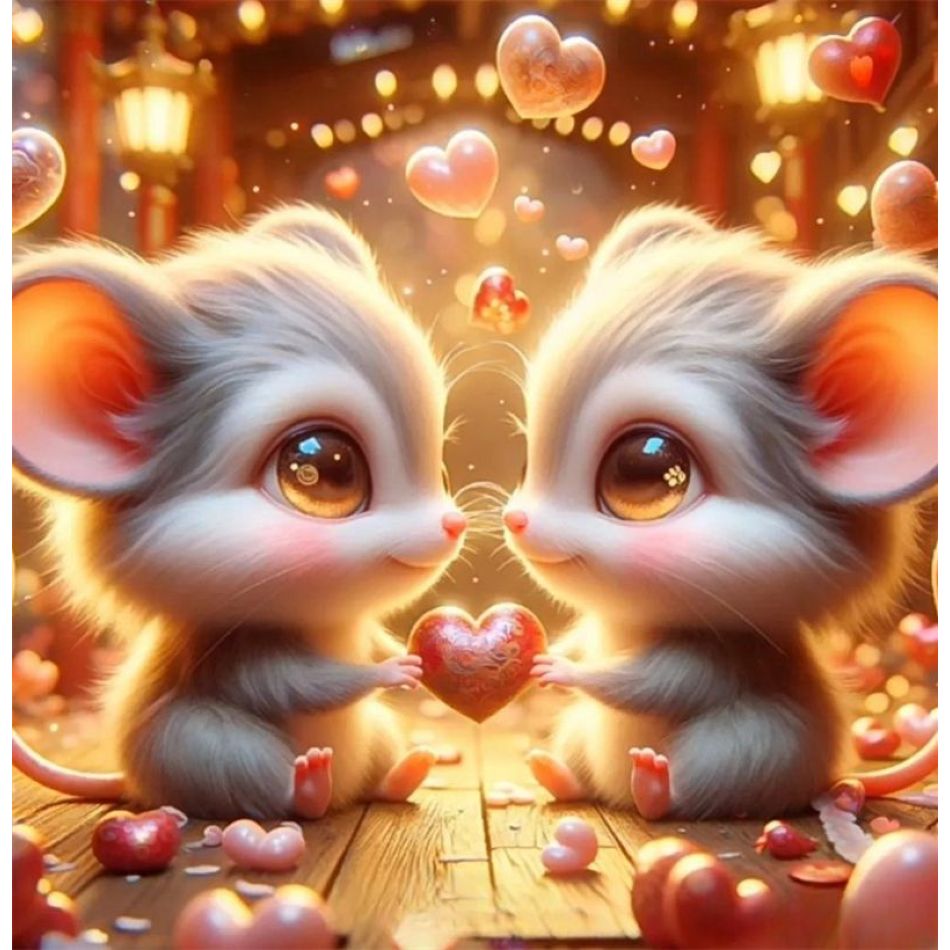 Wallpaper Art And Craft - RUOPOTY Two Hamsters 5d Diamond Painting