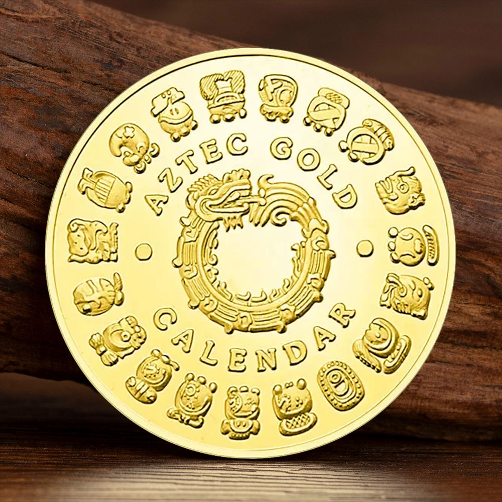 Art Craft Letter A - Gold Plated Mayan Aztec Calendar Memorial