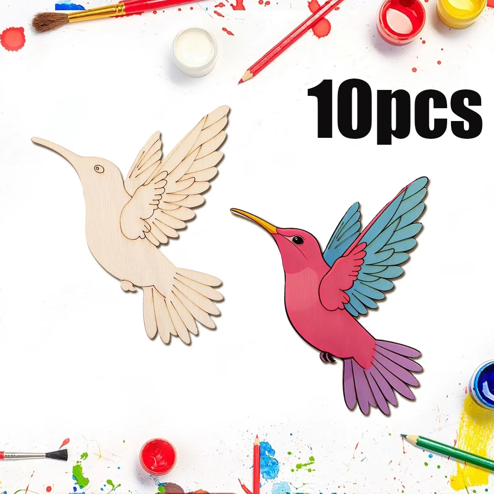 Art & Craft Toys For Kids - 10pcs Unfinished Wood Animal Bird Cutouts,Wooden