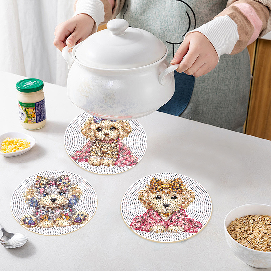 Art Craft Kits - 3Pcs Diamond Art Painting Placemat kits,Cute