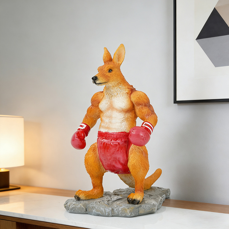 Art Craft Letter A - Resin Boxing Kangaroo Statue Animal Craft