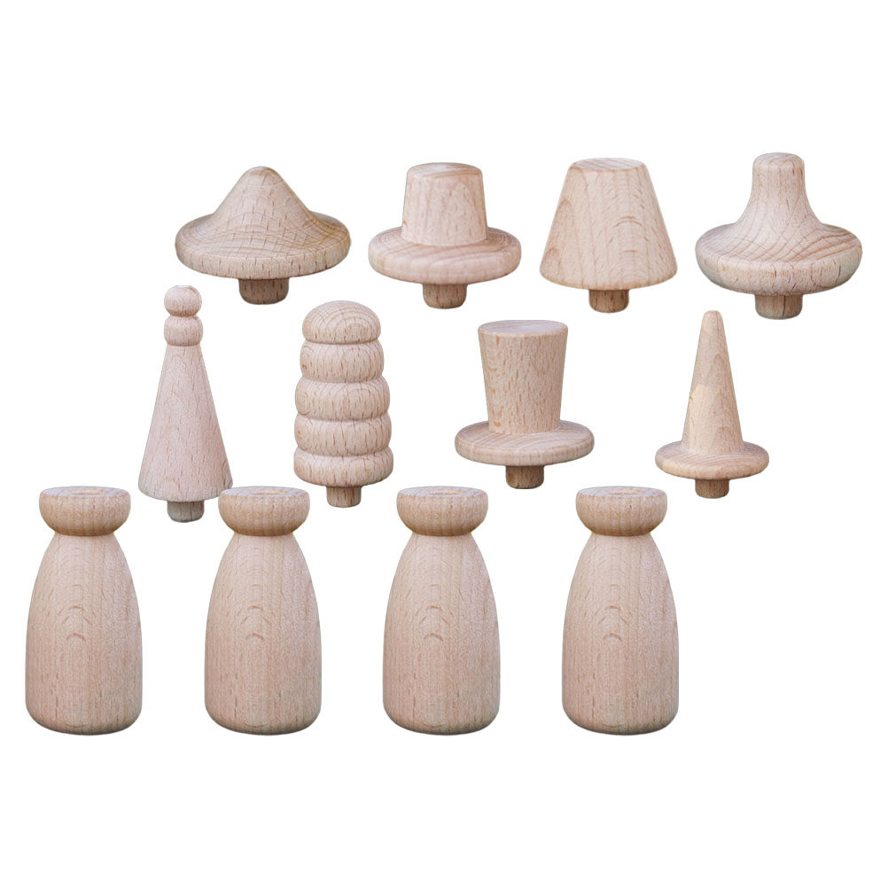 Art Craft Idea - 1Set Blank Wood Peg Unfinished Natural