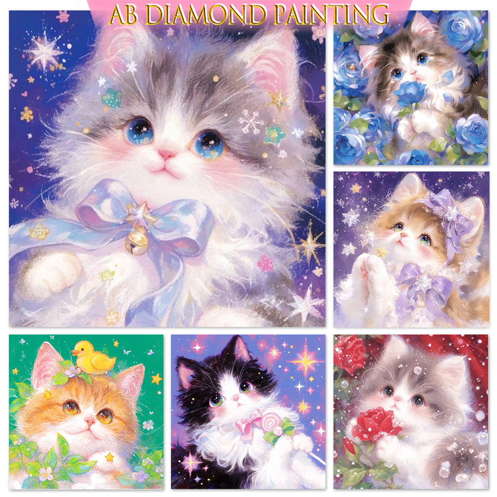 Wallpaper Art And Craft - AB Diamond Painting Cute Cat Full