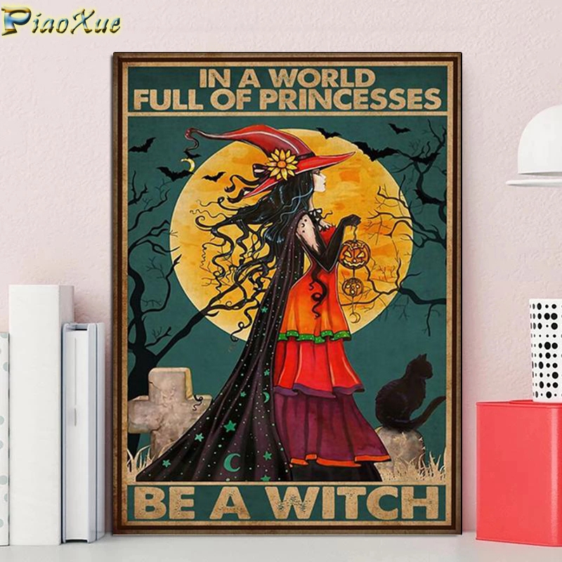 Witch And Cats 5D Diy Diamond  - Wallpaper Art And Craft avis et prix