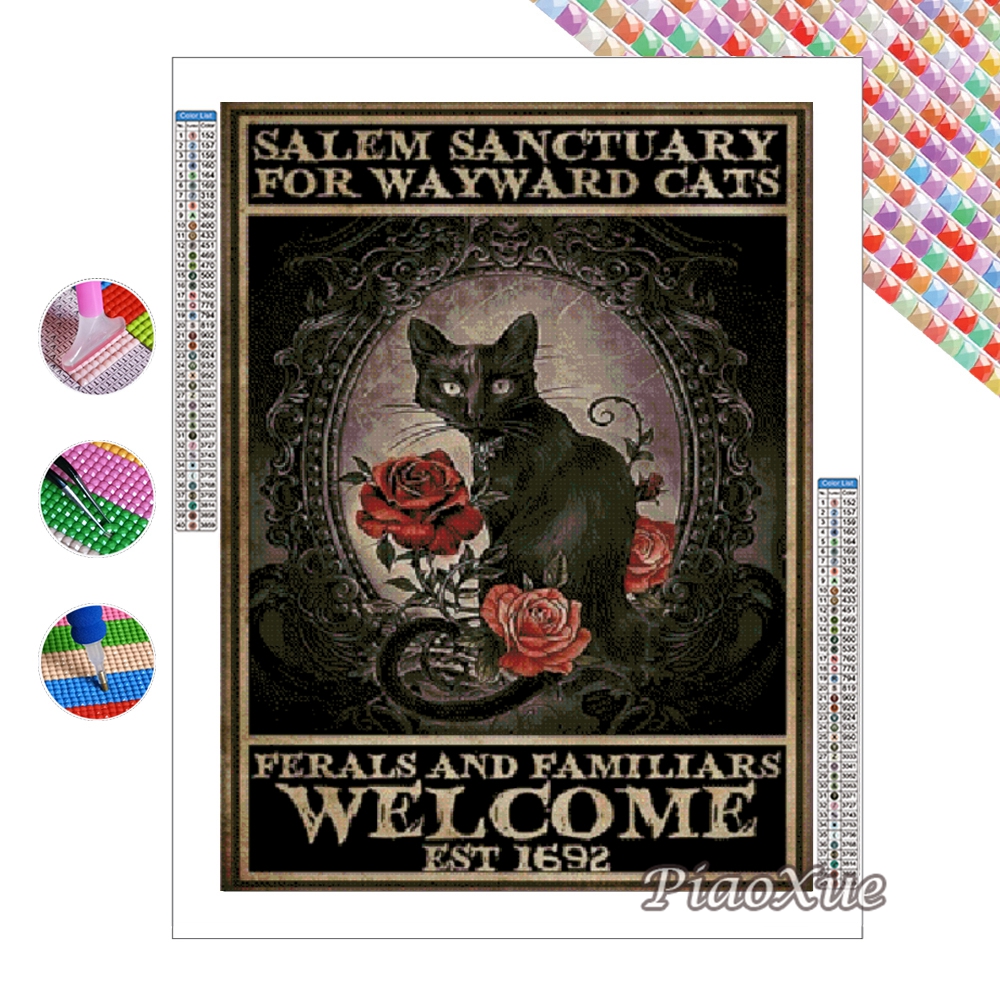 Witch And Cats 5D Diy Diamond  - Wallpaper Art And Craft avis et prix