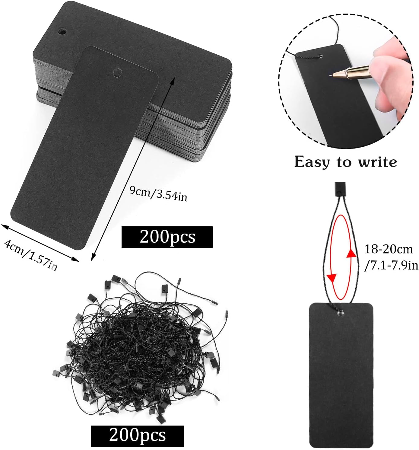 200 Black Paper Clothing Tags  - Art Craft Paper avis et prix