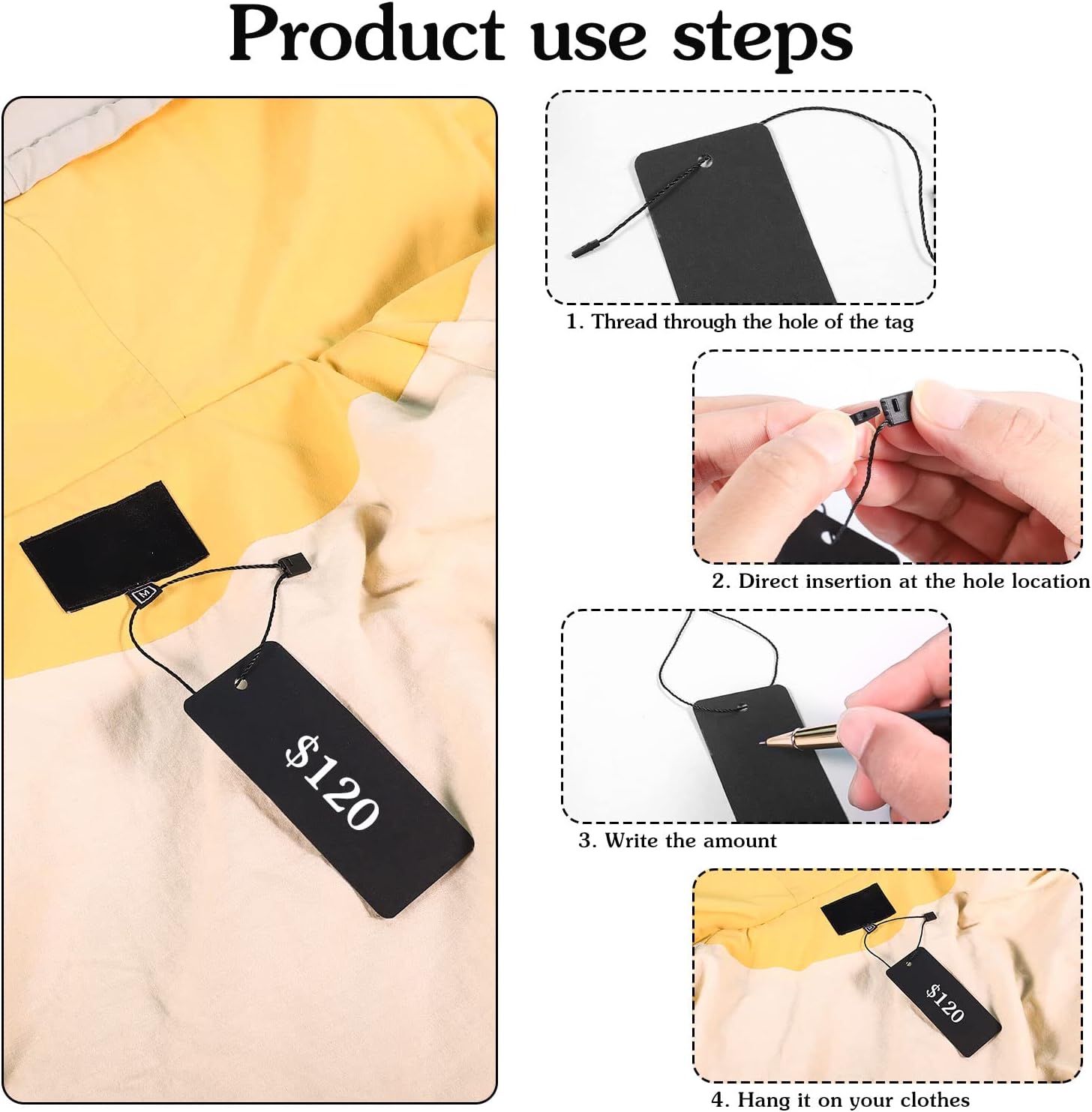 200 Black Paper Clothing Tags  - Art Craft Paper avis et prix