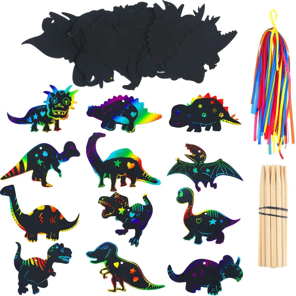 12Pcs Cartoon Dinosaur Scratch - Art Craft Dinosaur avis et prix