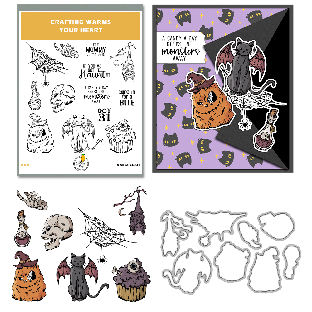 Mangocraft Happy Halloween Dec - Rubber Stamp Blank avis et prix