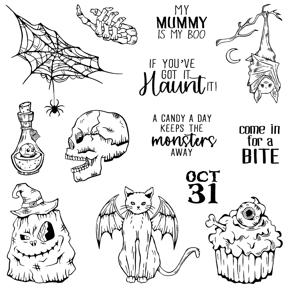 Mangocraft Happy Halloween Dec - Rubber Stamp Blank avis et prix