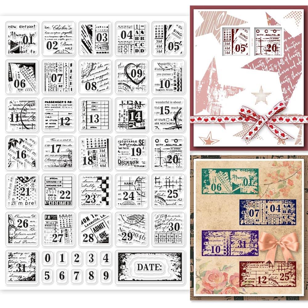 1Sheet Vintage Date Clear Stam - Rubber Stamp Blank avis et prix