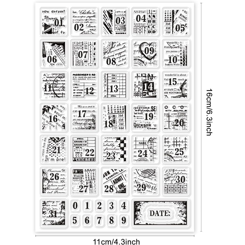 1Sheet Vintage Date Clear Stam - Rubber Stamp Blank avis et prix