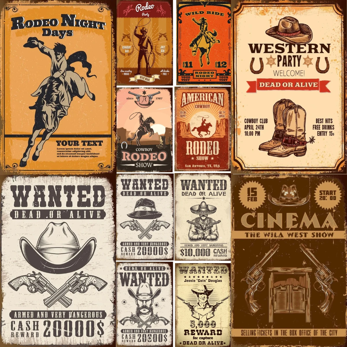 1pc Western Cowboy Metal Sign  - Art Craft Cafe avis et prix