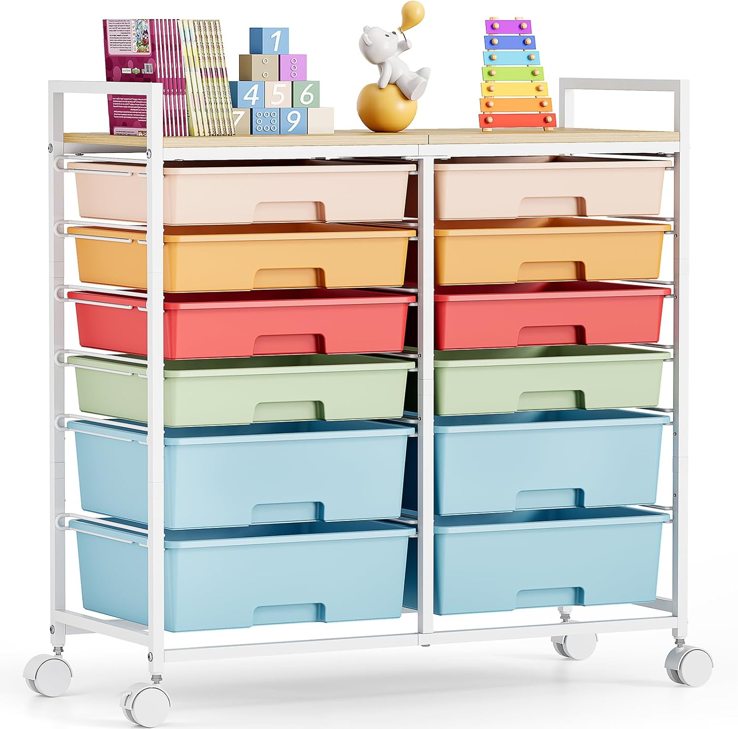 Rolling Storage Cart with 12 D - Art Craft Rainbow avis et prix