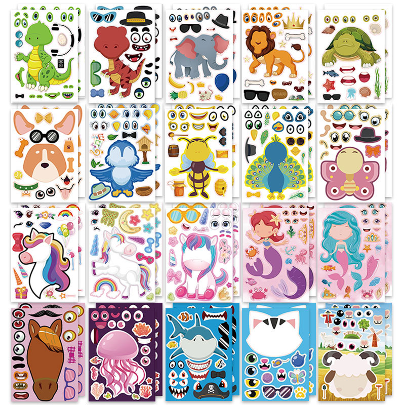 12/24 Sheets Make a Face Stick - Art And Craft Zoo Animals avis et prix