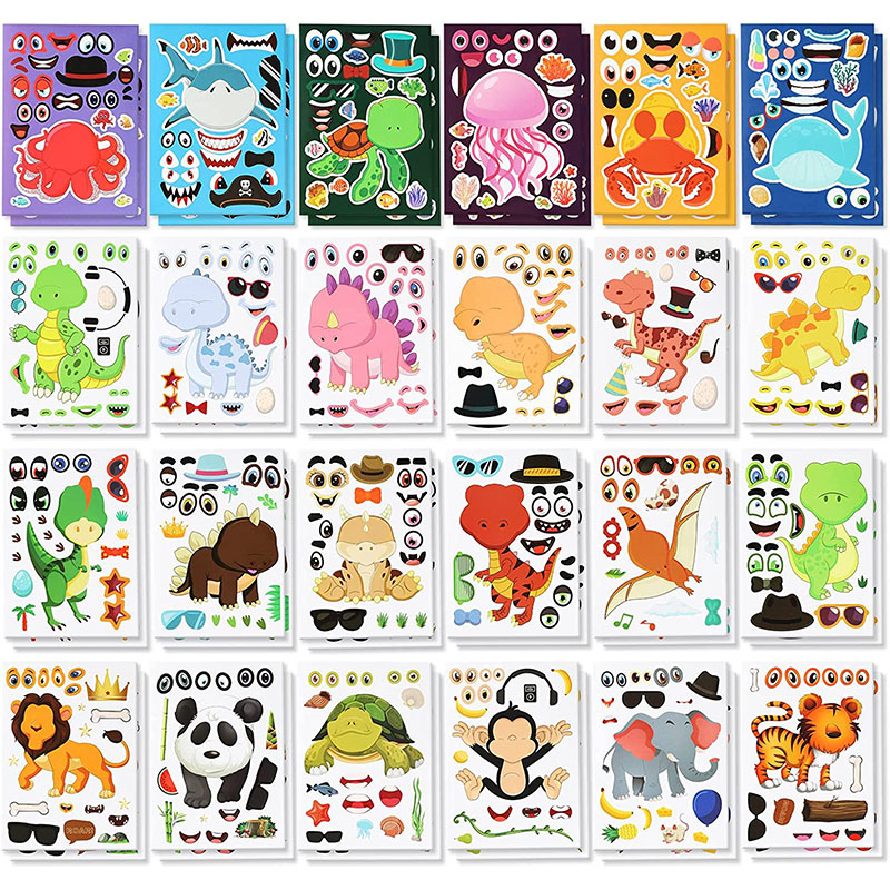 12/24 Sheets Make a Face Stick - Art And Craft Zoo Animals avis et prix