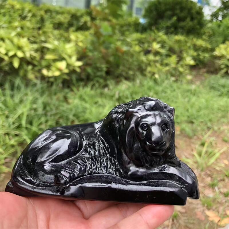 Natural Black Obsidian Lion Ca - Art Craft Lion avis et prix