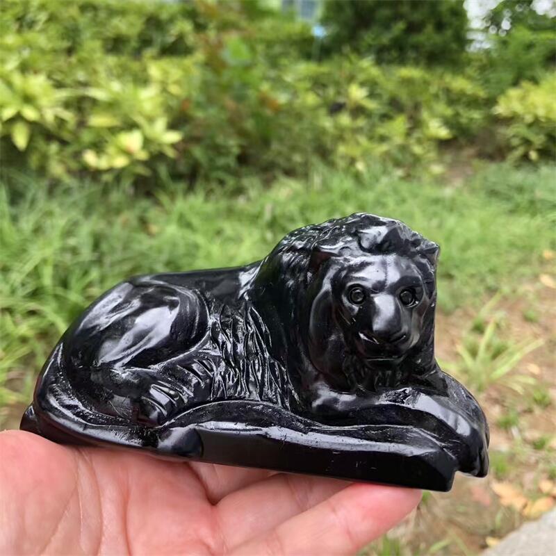 Natural Black Obsidian Lion Ca - Art Craft Lion avis et prix