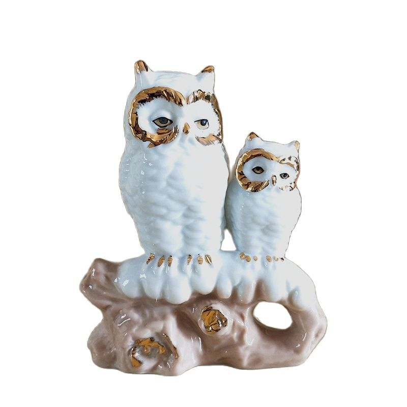Gilt Porcelain Mother Owl Figu - Art And Craft For Mother'S Day avis et prix