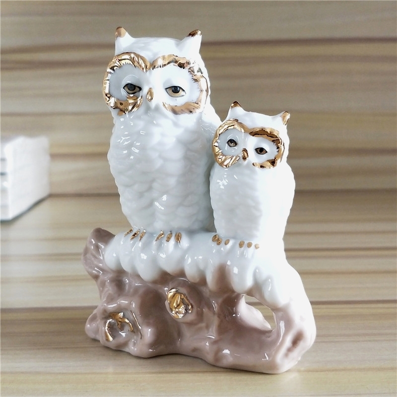 Gilt Porcelain Mother Owl Figu - Art And Craft For Mother'S Day avis et prix