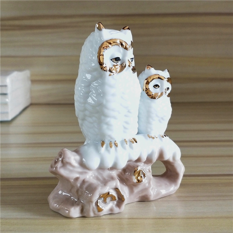Gilt Porcelain Mother Owl Figu - Art And Craft For Mother'S Day avis et prix