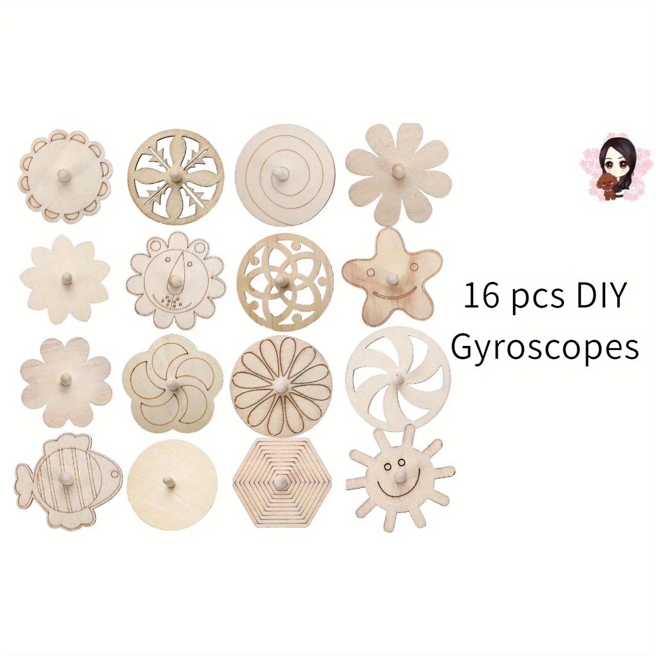 16pcs Wooden Spinning Top Craf - Art Craft Idea avis et prix