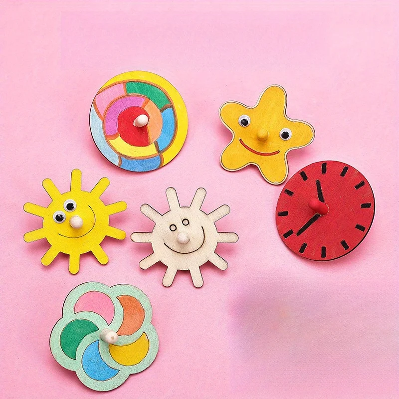 16pcs Wooden Spinning Top Craf - Art Craft Idea avis et prix