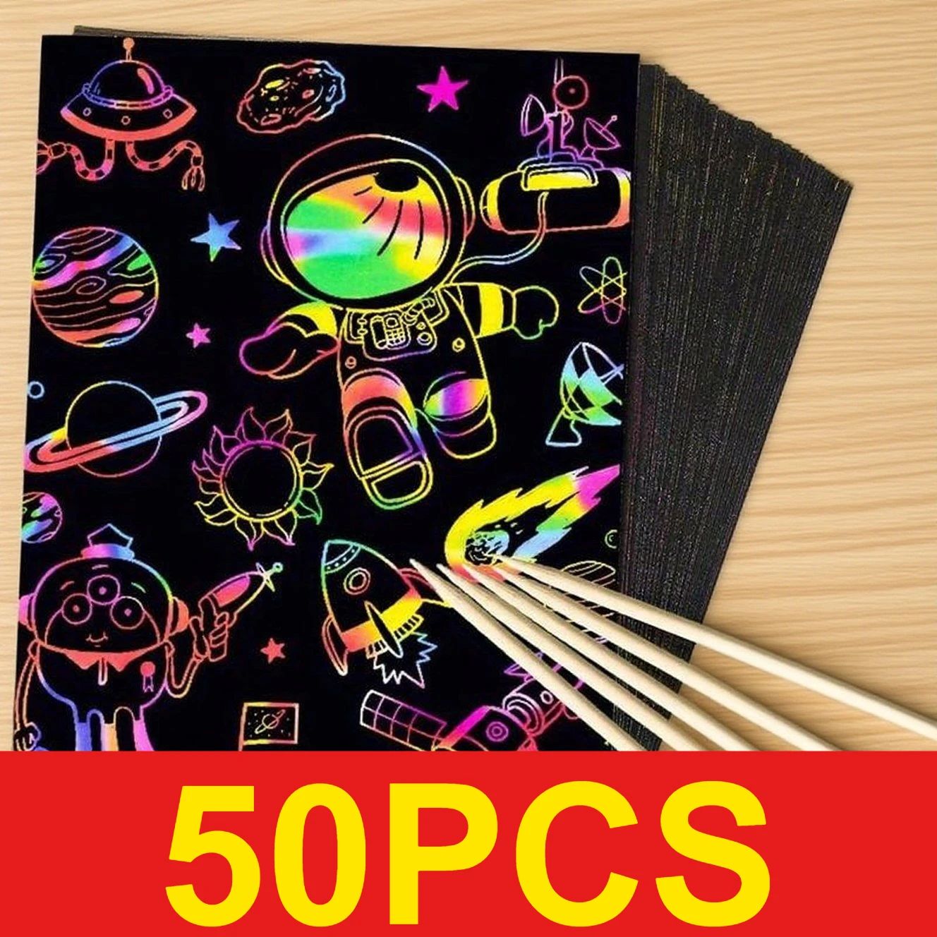 50 pcs Scratch Paper Kids Rain - Art Craft Rainbow avis et prix