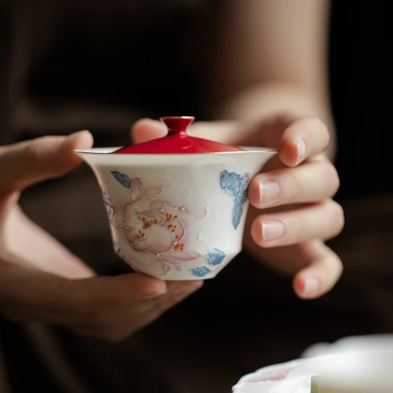 100ml Hand Drawn Peony Gaiwan  - Art And Craft Exclusives avis et prix