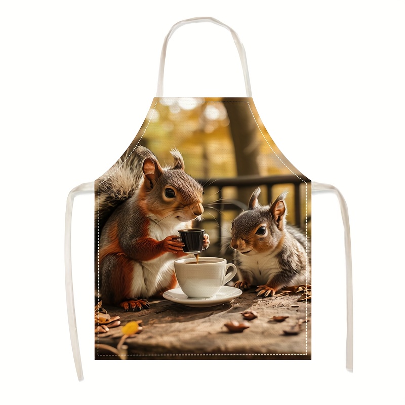 Linen Apron Squirrel Coffee Sc - Art Craft Idea avis et prix