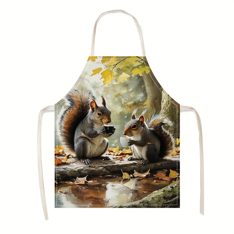 Linen Apron Squirrel Coffee Sc - Art Craft Idea avis et prix