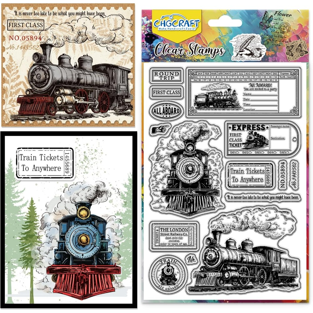 Vintage Train Tickets Clear St - Rubber Stamp Blank avis et prix