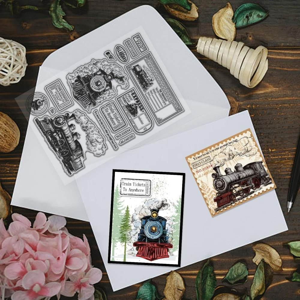 Vintage Train Tickets Clear St - Rubber Stamp Blank avis et prix