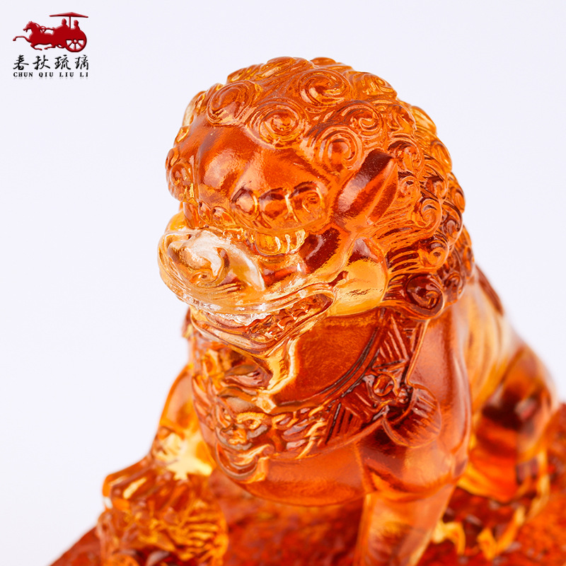 Coloured glaze lion seal ornam - Art Craft Lion avis et prix