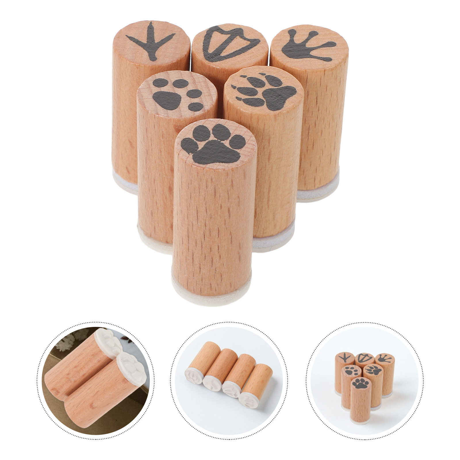 6Pcs Wooden Paw Print Animal S - Art And Craft Zoo Animals avis et prix