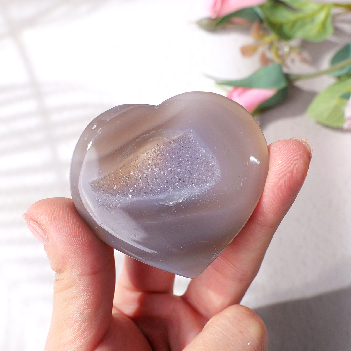 1PC Natural Agate Love Heart S - Art And Craft For Mother'S Day avis et prix