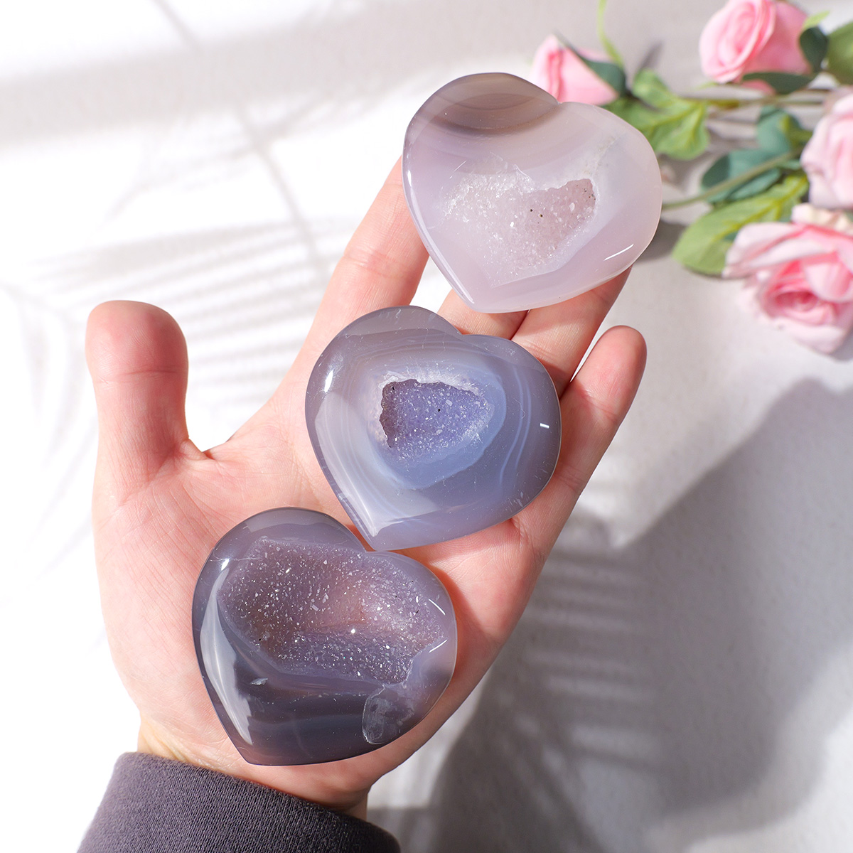 1PC Natural Agate Love Heart S - Art And Craft For Mother'S Day avis et prix